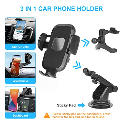 URAQT Auto Telefoonhouder, 3-in-1 Universele Autotelefoonhouder met Zuignap, 360° Rotatie Dashboard/Voorruit Mobiele… - Image 5
