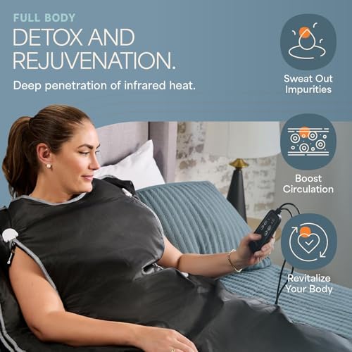 Image of Lifepro BioRemedy Infrared Sauna Blanket for Home Relaxation Detox | Portable Low EMF Carbon Fiber Dual-Layer, Adjustable 86-158F, 20-60 Min Timer, Far Infrared Full Body Relaxation