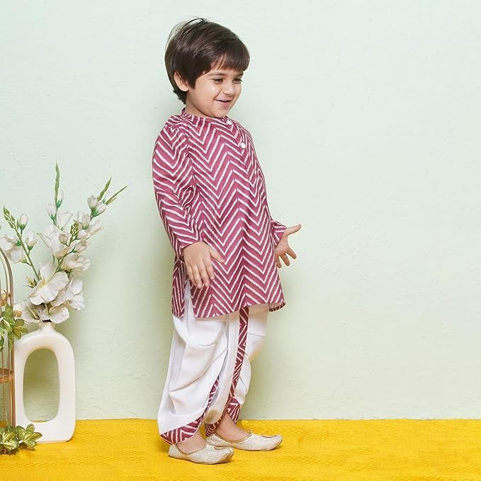 Image of AJ DEZINES Kids Ethnic Wear Pure Cotton Dhoti Kurta Set For Boys
