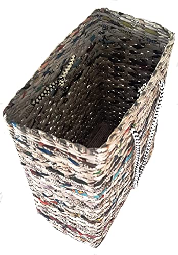 Image of Paperus, Small, Natural Carry Bag, Shopping Bag, Handbag, Tiffin Basket, Lunch Bag for Office, Rectangular, Eco-Friendly, Handmade of Paper Ropes, in Inch 11 H, 10 L, 5 Wide Base