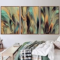 3 Piece Framed Canvas Wall Art Abstract Fluids 3D Abstract Abstract Brushstroke Contemporary - 16