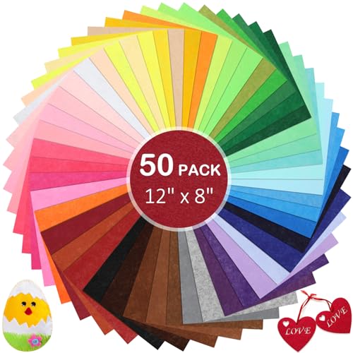 thin felt fabric sheets assorted colors stiff felt sheets for crafts diy patchwork sewing projects decoration stiff 50 colors 812 inches