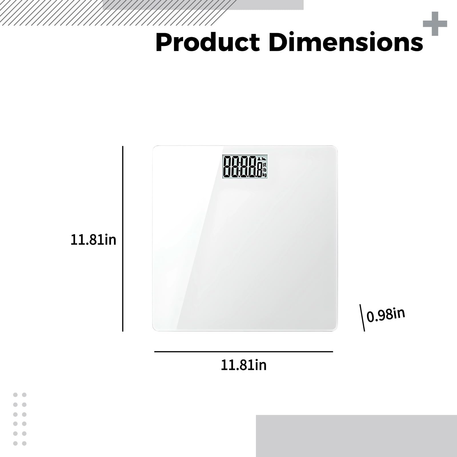Báscula de baño, báscula digital 400, color blanco, tecnología Step-On Tech, vidrio templado, 11.8 pulgadas