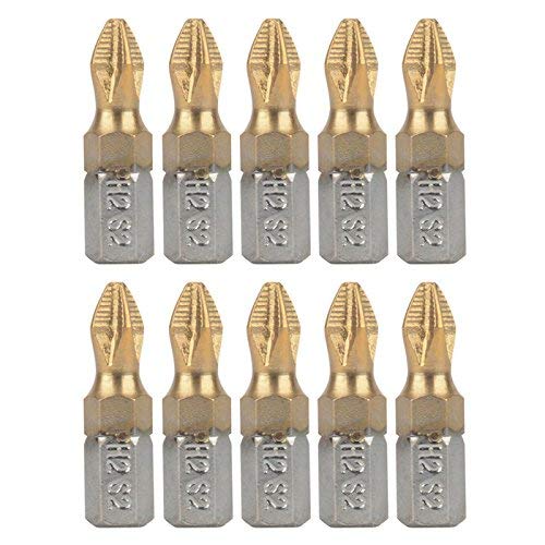 FinmindPhillips 10pcs Magnetic Screwdriver Bit Set Titanium Coated Phillips Head 25mm 1/4 Inch Hex Shank PH2 Driver Bits