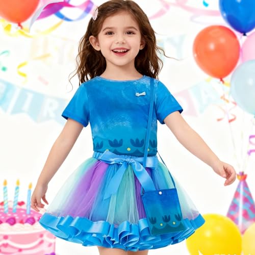 Vestido tutu arcoíris para niñas con disfraz Poppy miniatura 3