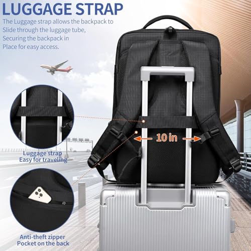 Image of DUSLANG 50L Carry on Backpack,Expandable Extra Large Travel Suitcase Daypack Backpack Airplane Approved Weekender Backpack for Men and Women,Fits 17.3 Inch Laptop with Rain Cover, Black