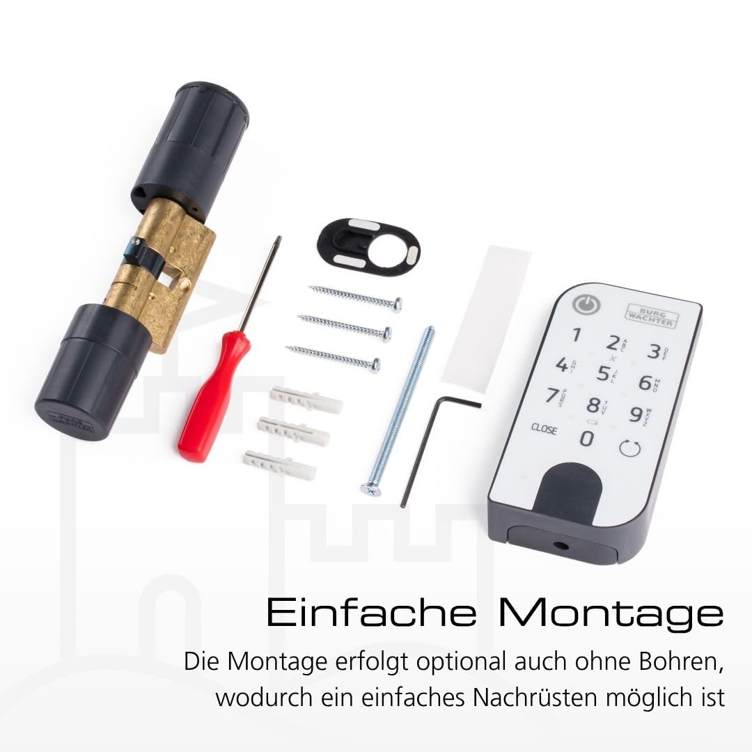BURG-WÄCHTER Elektronisches Türschloss secuENTRY für Haustüren, Bedienung mit Zahlencode, App oder Funkschlüssel, Inkl. Zylinder, Entry Home 2.0