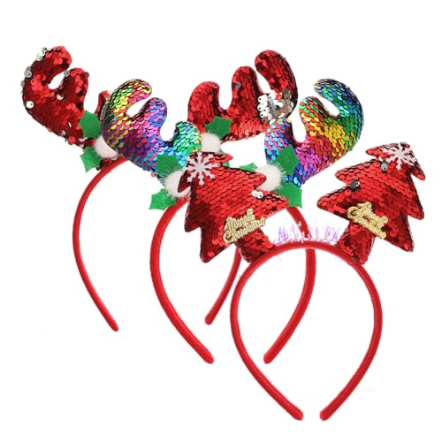 FRCOLOR 6 Peças Tiaras De Chifres De Rena De Natal Tiaras De Lantejoulas Tiaras De Árvore De Natal F