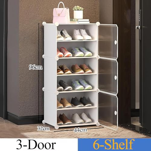 Image of Owme 6 Tier Shoe Rack with Shelf, Folding Shoe Rack for Bedroom, Living Room,Entryway,Footwear Stand for Home, Organizer, One Size,ShoeRack Plastic - White