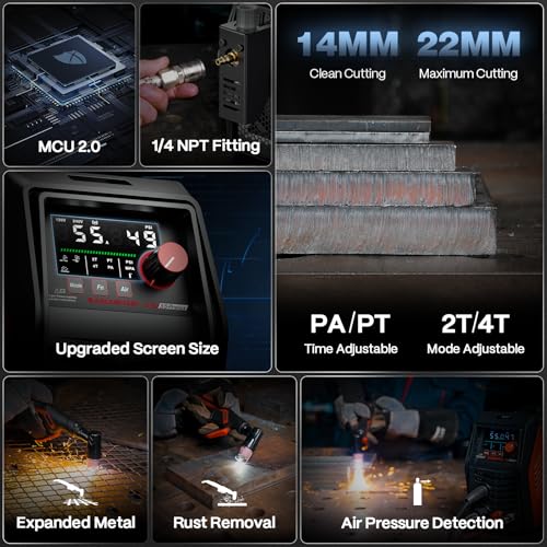 Image of ARCCAPTAIN iControl CUT55 Prolux Plasma Cutter Machine, [APP Control] 55 Amp Non-Touch Pilot Arc, 120V /240V, Upgraded LED Display, Expanded Metal, Rust Removal, Air Pressure Detection for Home DIY