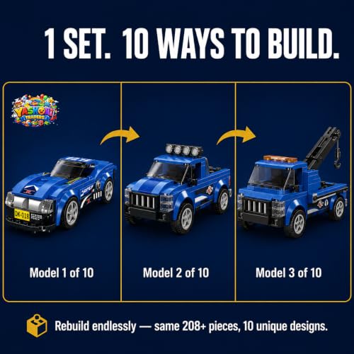 Image of Yashoni Automotive Building Blocks Toy Set for Kids | 10+ Construction Models in one Set| Aircraft, Excavator, Jeep, Car Model Building Kit | Educational STEM Toy | Ages 6+ (Super Run Finals)