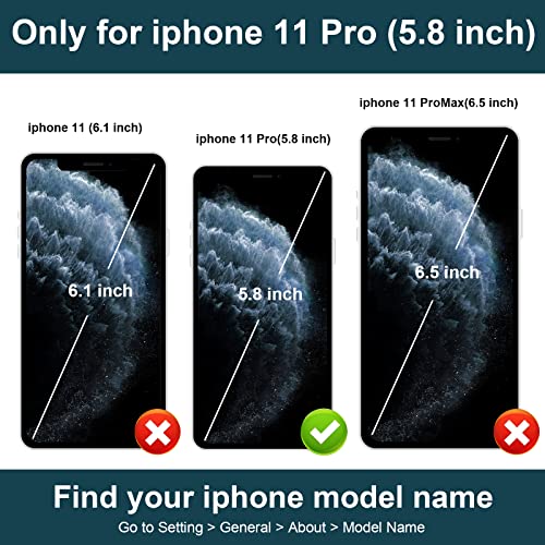 Folosu Compatible with iPhone 11 Pro Case Wallet with Card Holder, 360°Rotation Finger Ring Holder Kickstand Protective RFID Blocking PU Leather Double Buttons Flip Shockproof Cover 5.8 Inch Brown