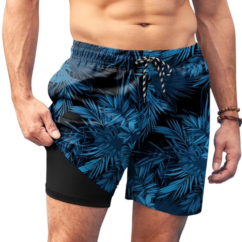COOFANDY Men's Swim Trunks Quick Dry Bathing Suit Beach Swim Shorts Swimsuits with Compression Liner