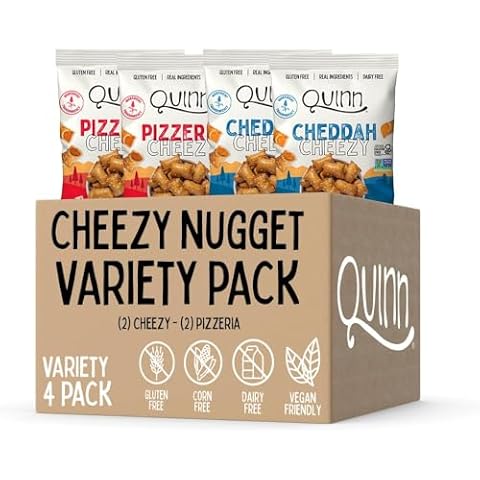 Quinn Cheezy Pretzel Nugget Variety Pack - Made with Real Ingredients, Whole Grain Sorghum, Sea Salt, Vegan, Gluten Free, Dairy Free, Non-GMO - 2 Pizzeria, 2 Cheddah (Pack of 4) Cover