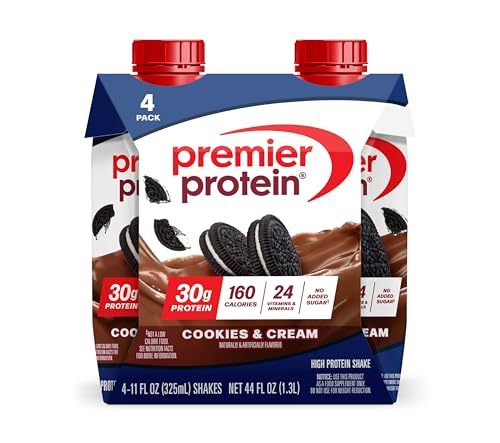 Image of Premier Protein Shake, Cookies & Cream, 30g Protein, No Added Sugar, 24 Vitamins & Minerals to Support Immune Health, 11 fl oz, 4 Pack