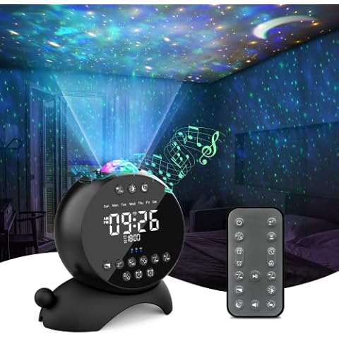 FANSBEN Star Light Projector, Ceiling Star Night Light with Alarm Clock, Galaxy Projector with White Noise Music and Bluetooth, Starlight Ocean Wave Space Music Projection for Baby Kids Adults Cover