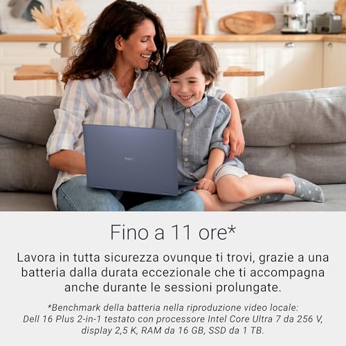 16 Plus 2-in-1 Copilot+ PC DB06250 16" 2.5K Mini-LED HDR600 Touchscree, Intel Core Ultra 7 Serie 2, Intel Arc, 16 GB RAM, 1 TB SSD, Windows 11 Home, Tastiera retroilluminata QWERTY, Blue - Notebook - Immagine 4