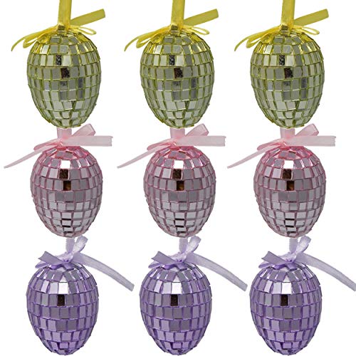 Gift Boutique 24 Pack Mirrored Hanging Easter Egg Ornaments Spring Decorations 2 1/2"