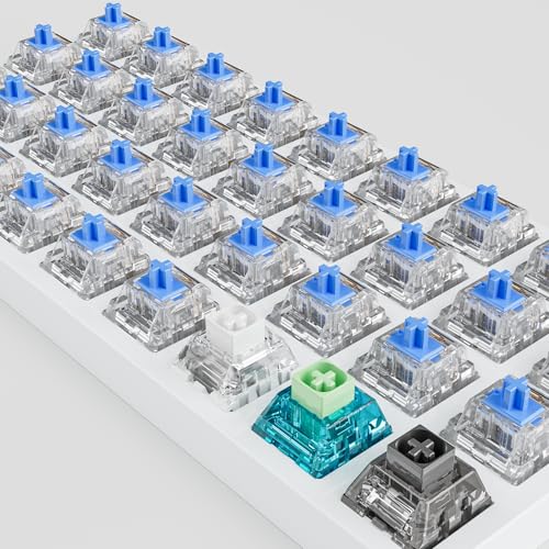 Image of Zhouwang Keyboard Clickers for 3D Prints,108 Pcs Crystal Blue Switches Kit | Pre-Lubred Hot-swap 3 Pin Switches,Responsive /MX Style /Crisp Click Sound for Mechanical Gaming Keyboard & 3D Printed Fidgets