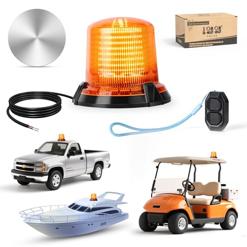 10L0L Golf Cart Flashing Safety Warning Light - Waterproof &Amp; Dustproof 12-80V Wide Voltage With 3M Cable For School Bus, Police Car, Yacht, Golf Cart