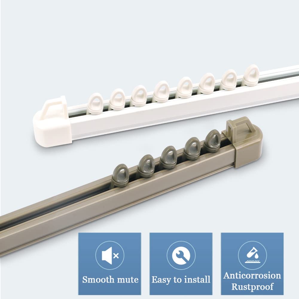 Rail De Rideau Robuste, Rail À Rideaux En Aluminium Montage Au Plafond Ou Au Mur, Rail De Plafond Séparateur De Pièces, Rail Pour Rideaux Kit Pour Salon Privé(White-Wall,4m(4 * 1m))