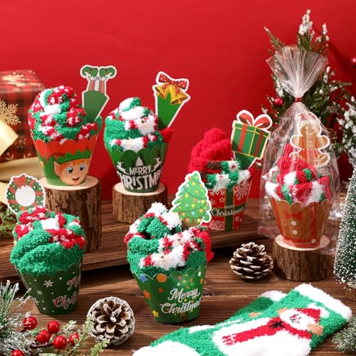 Image of Suhine Christmas Cupcake Fuzzy Socks Women