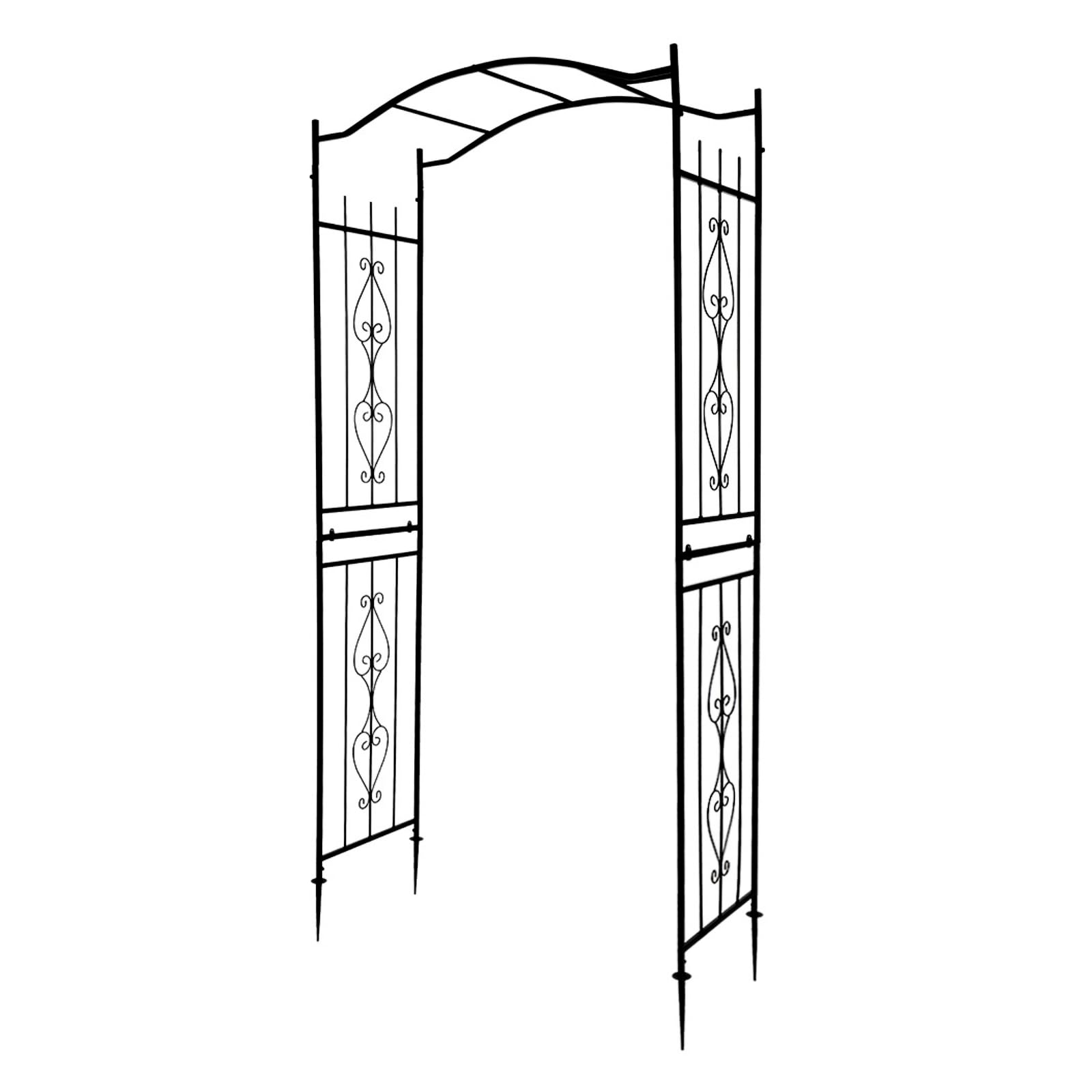 LEADZM Arche de Jardin en Métal – Design Haut de Pont avec Motif Décoratif – 110x45x230 cm – Idéal pour Mariages, Clôtures et Décoration Extérieure – Noir