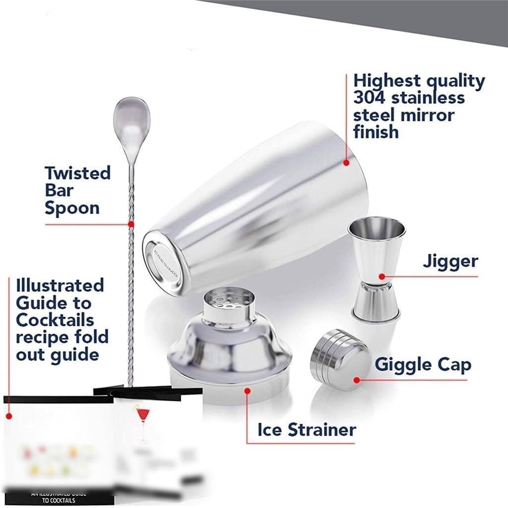 Juego Coctelera Mezclador de Acero Inoxidable de 3 Piezas para Principiantes, Juego de Herramientas para Tienda de té y Leche, coctelera Cocktail Kit