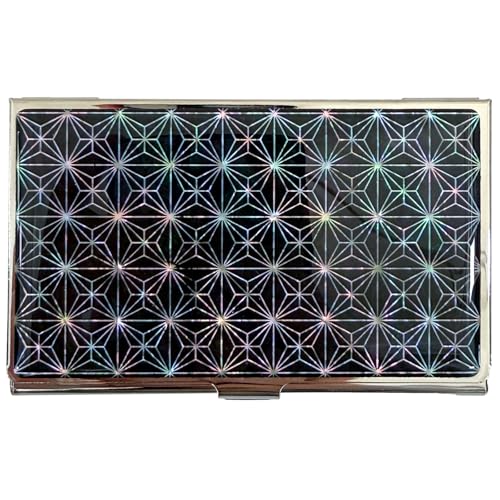 Image of Mother of Pearl Business Card Case Credit Id Name Holder Travel Wallet Art Painting Design Metal Stainless Steel Engraved Slim Purse Pocket Cash Money Wallet (N Mum Slim)