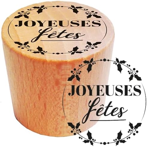 Aladine - Tampons Bois Rond « Joyeuses Fêtes » - ø 2,8 cm - Bois 100 Aladine - Tampons Bois Rond « Joyeuses Fêtes » - ø 2,8 cm - Bois 100