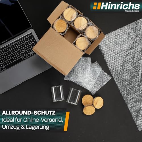 Hinrichs Luftpolsterfolie Rolle 10m x 40 cm - Ideal für Versand, Verpackung und Umzug - 100% recyclingfähig - Bubble Wrap als Verpackungsmaterial - Noppenfolie - Polstermaterial