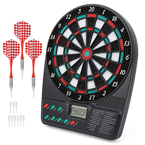 Akozon Juego de Diana Electrónica, Pantalla LCD, Cremalleras con Borde de Encaje Automático, Sala de Deportes de Ocio para Coser, Juego de Placa de Dardos de Puntuación, Juego
