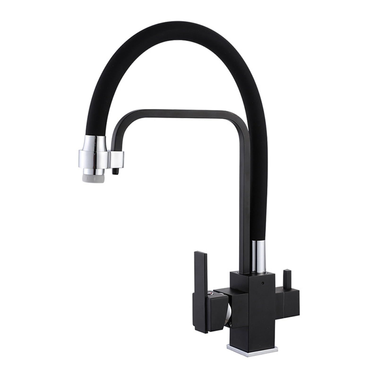 ZYCHSJXA 3 Way Pull Out Kitchen Tap Brass Swivel 2 Handles