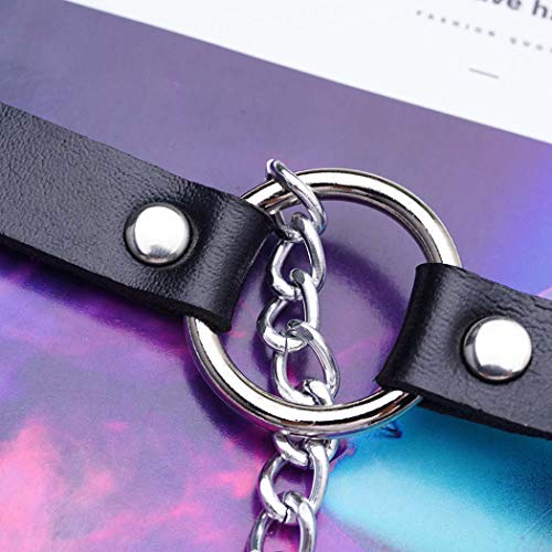 REETAN Rave Waist Chain Belt Punk Black Leather Body Accessories for Women4