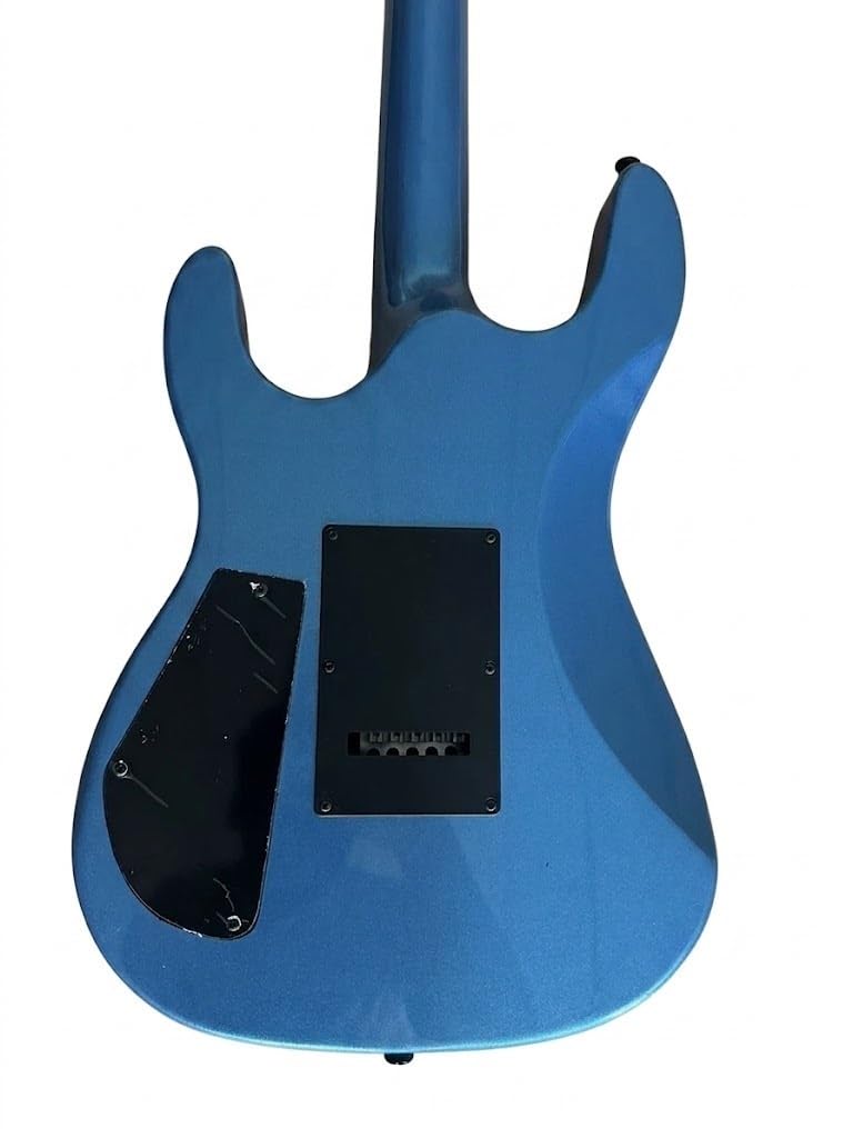 Chitarra elettrica a corpo solido, stile Shredder blu ghiaccio metallizzato con pickup HSS e tremolo bloccabile, 6 corde full size for hard rock (Guitarra Eléctrica)