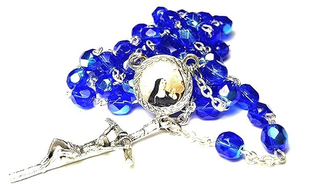 3rd class crystal glass relic rosary Saint Rita of Cascia patron of Lost impossible causes, sickness, wounds marital problems, abuse, mothers Santa Rita de Casia Causas imposibles, problemas maritales