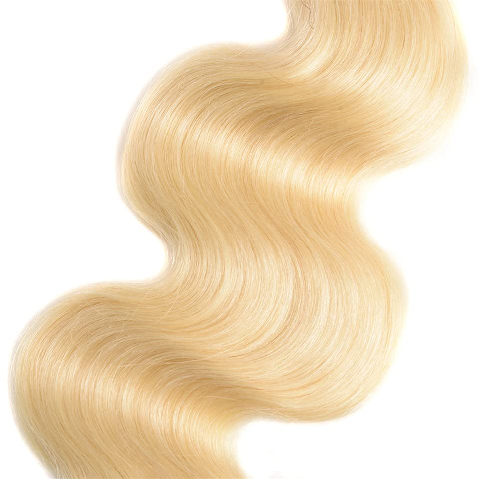 Miniatura 5 de Paquetes de cabello humano rubio miel 613, paquetes de cabello humano virgen brasileño sin procesar, 20, 22, 24 pulgadas, rubio ondulado,
