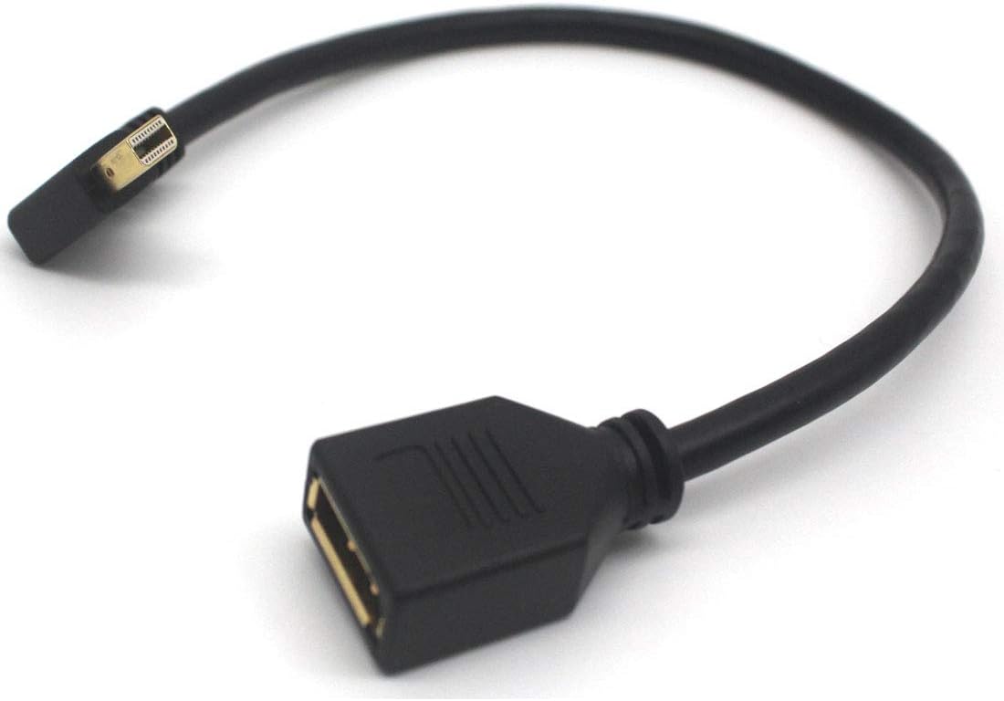 Mini DP to DP Cable Aggice 90 Degree Gold Plated Male Mini Displayport to Female Displayport Adapter 4K Resolution Converter(Thunderbolt to DP Compatible) to PC, Laptop (F DP to M Mini DP Left)