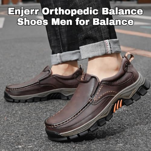Enjerr Orthopedic Balance Shoes Men for Balance, 2025 New Arch Support Hands-Free Genuine Leather Slip on Loafers2