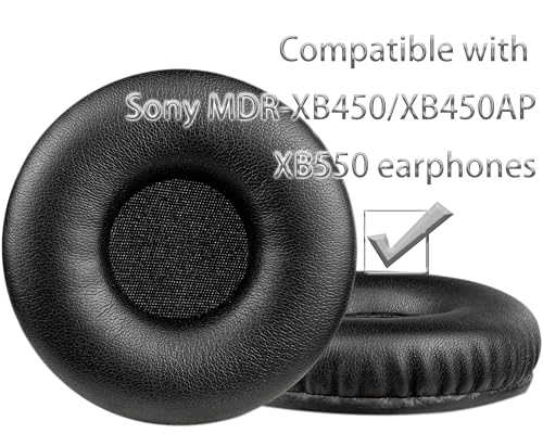 Repuestos de almohadillas para auriculares compatibles con Sony MDR-XB450 | Almohadillas suaves aislantes de sonido de alta densidad, material de cuero proteína negro miniatura 4