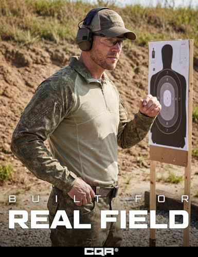 Image of CQR Men's Tactical Combat Shirt, 1 /4 Zip Long Sleeve Breathable Military BDU Training Top for Shooting, Hunting, Range Use