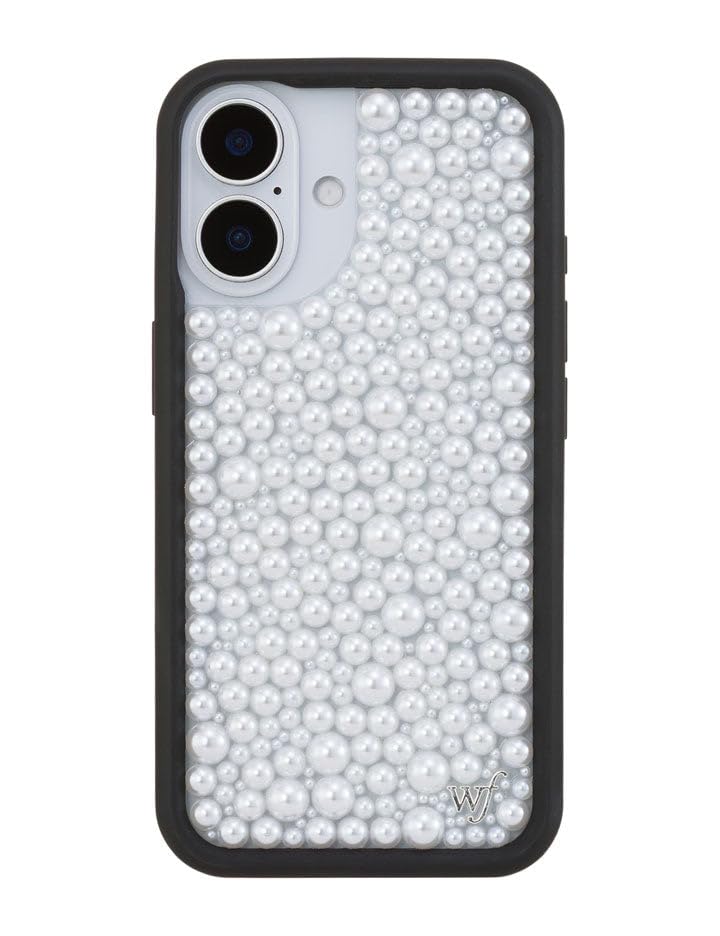 Image of Wildflower Cases - Compatible with iPhone 16 | Protective Black Bumper, 6.5ft Drop Test Certified, Women Owned Small Business | Trendy Classy Elegant Cute | Pearl - White