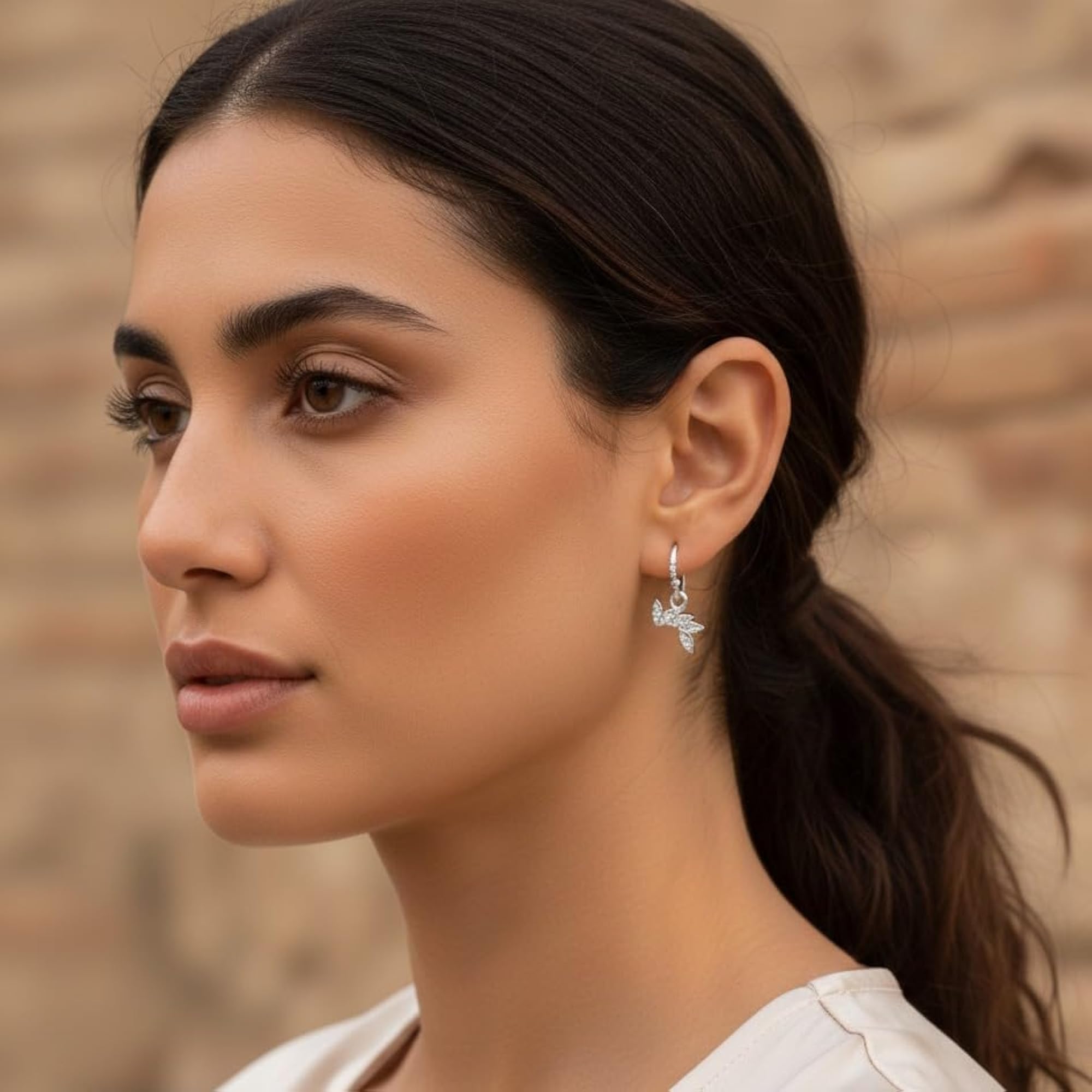 Dainty CZ Leaf Botanical Piercing Jewelry, Versatile