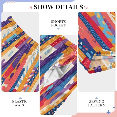 Rainbow Line Pattern Pajamas Bottoms with Pockets Comfy Pjs Sleepwear Elastic Waistband Pajamas Pants Lounge Pants4