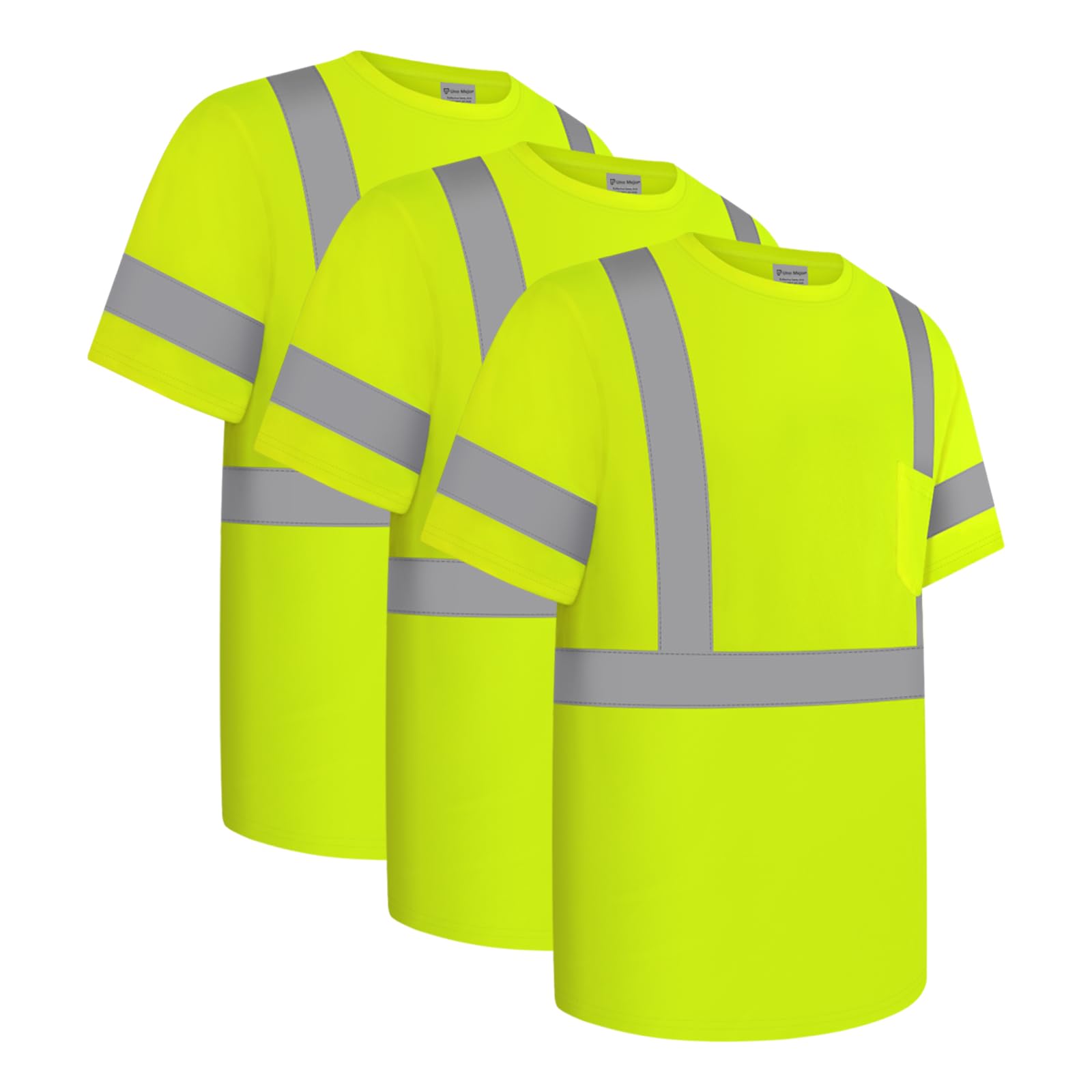 Uno Mejor Safety Shirts for Men Class 3 High Visibility Shirts, Hi Vis Reflective Shirts for Men Women, Durable Short Sleeve ConstrUCRtion Work Shirts