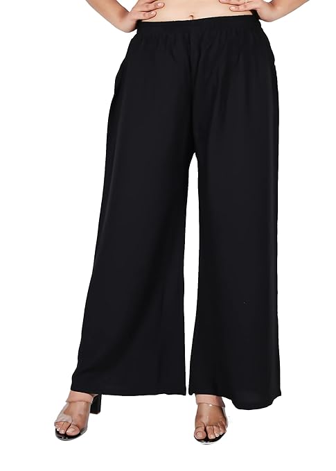 ARFHA Women's Rayon Plazo Pants (Black)