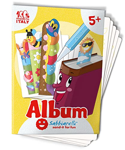 Sabbiarelli Sand-it For Fun - Album Marque-Pages : 5 Feuilles Adhésives A5 pour Sand Art avec 15 Marque-Pages Détachables à Colorier avec du Sable Coloré...