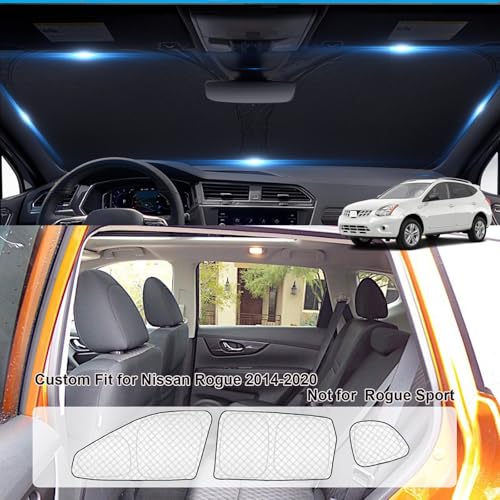 Image of KMF 8pcs Thicken Sun Shades for Nissan Rogue(Not Sport) 2014-2020 Accessories, Full Car Window Covers Sunshade for Windshield Side Rear, UV Block and Privacy Blackout for Car Camping Outdoor