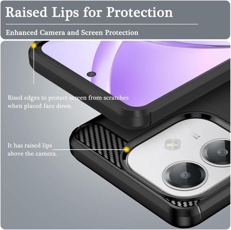Image of NPRC Hybrid Ultra Slim Protective Case TPU Non-Slip Carbon Fiber Texture Shockproof Case Cover for Oppo A3X - Black
