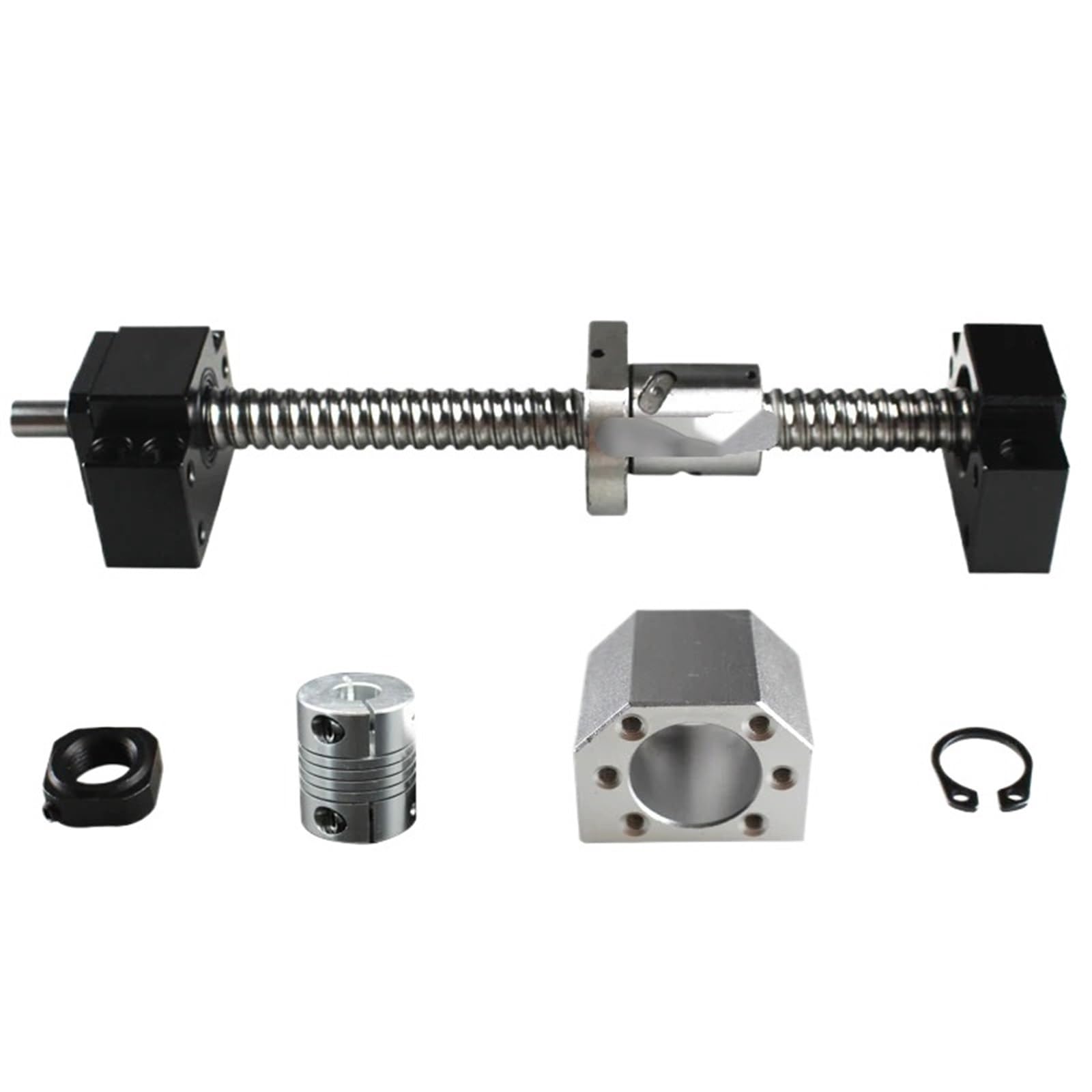 Metal Ball Screw nut end Processing 4pcs HGW15CC Slider with 2pcs HGR15 Linear Guide+1pcs SFU1605 Ball Screw of Any Length+Ball Screw Bracket BK/BF12+Coupling(1000mm)